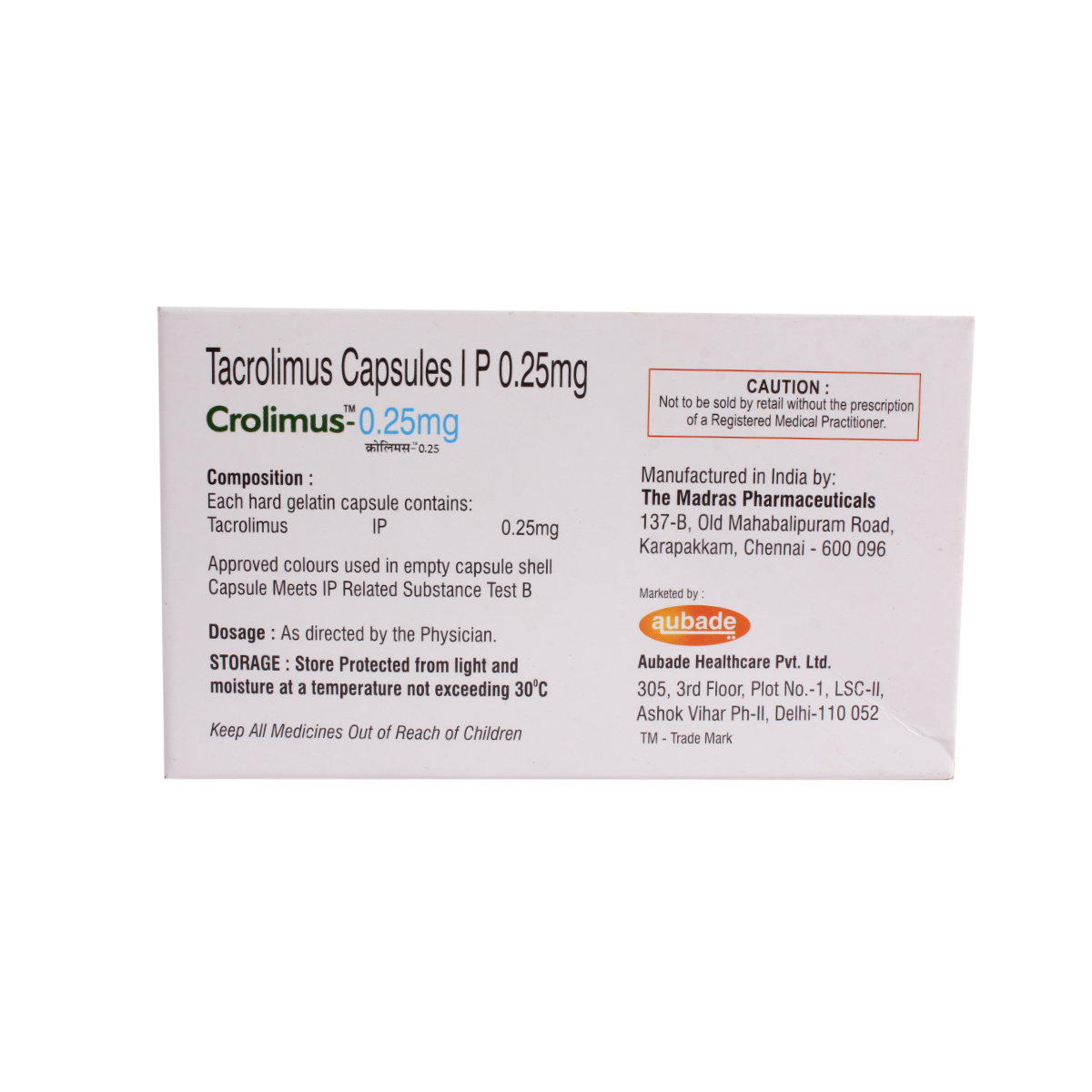 Crolimus-0.25 mg Capsule 10's, Pack of 10 CAPSULES Crolimus-0.25 mg Capsule 10's, Pack of 10 CAPSULES