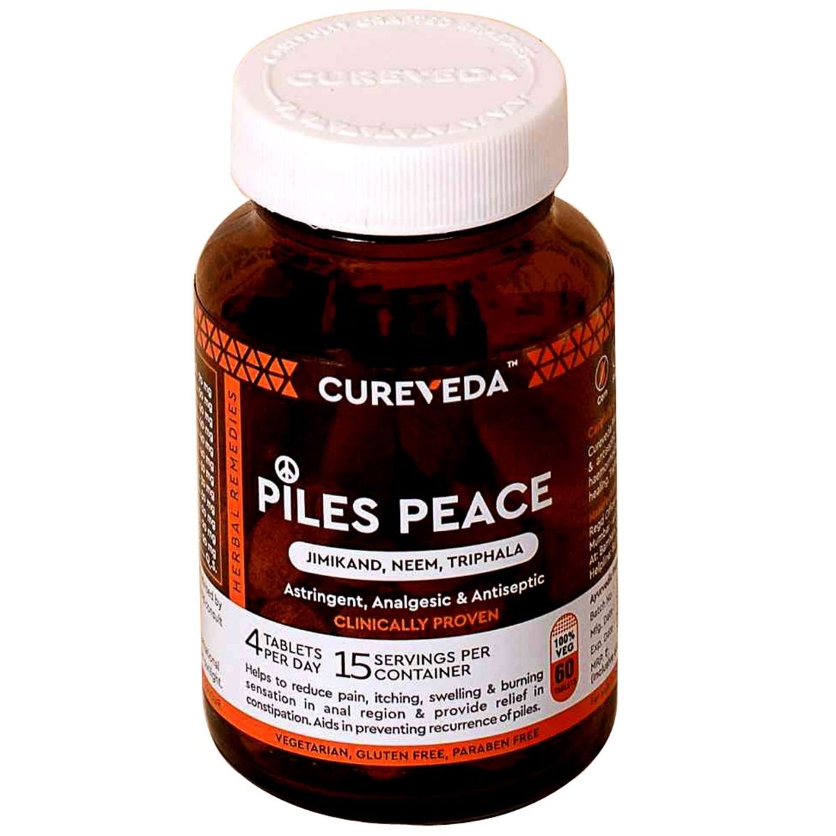 Cureveda Piles Peace, 60 Tablets, Pack of 1 