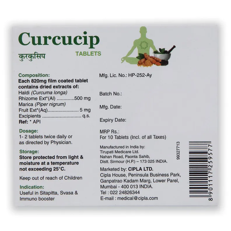 Buy Curcucip, 10 Tablets | 19 Minutes Delivery | Apollo Pharmacy