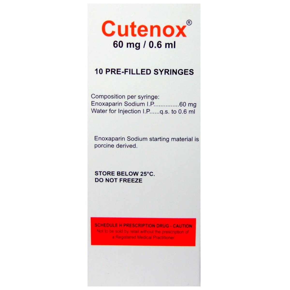 Cutenox 60mg Injection 0.6 ml, Pack of 1 INJECTION Cutenox 60mg Injection 0.6 ml, Pack of 1 INJECTION