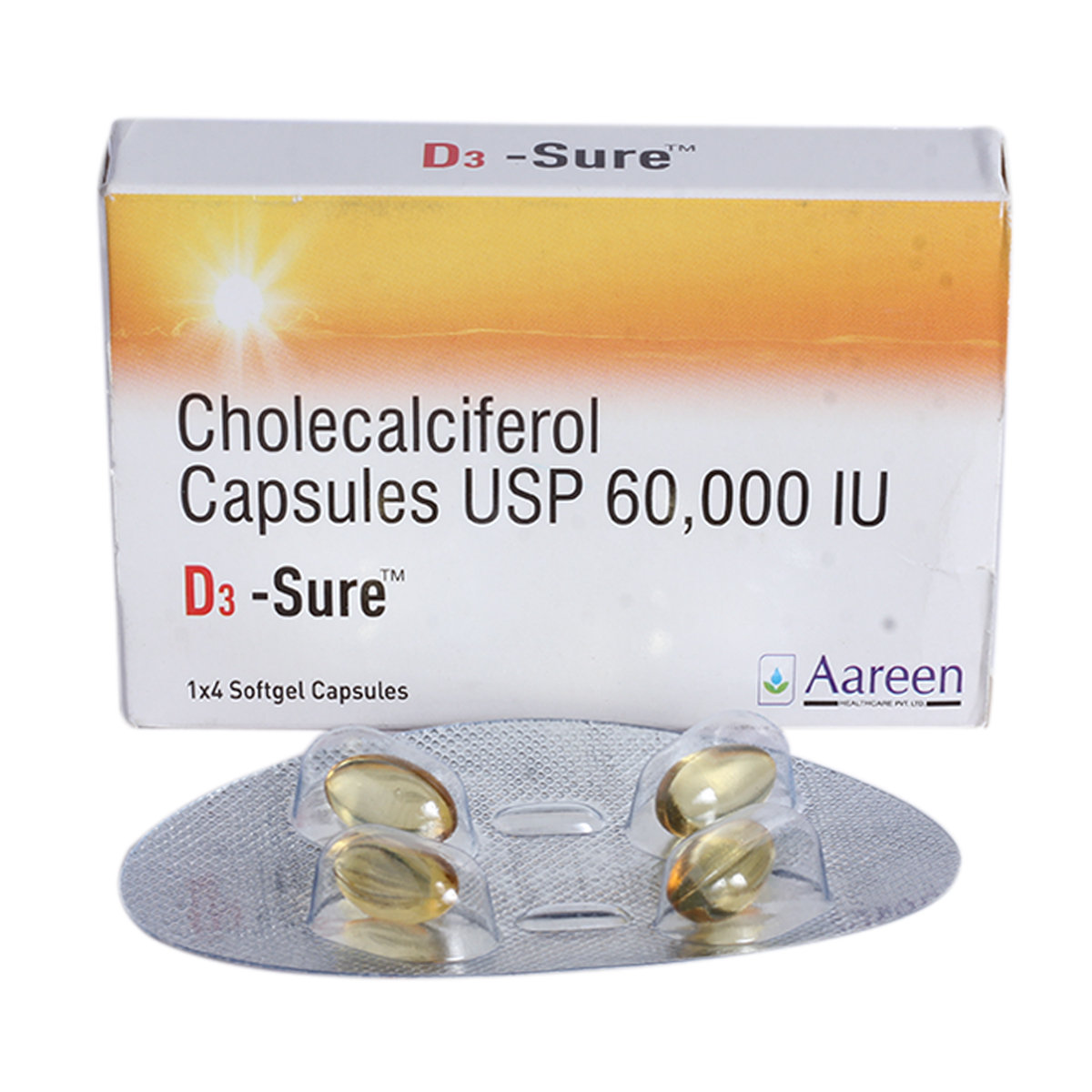 D3 Sure Soft Gelatin Capsule 4's, Pack of 4 D3 Sure Soft Gelatin Capsule 4's, Pack of 4