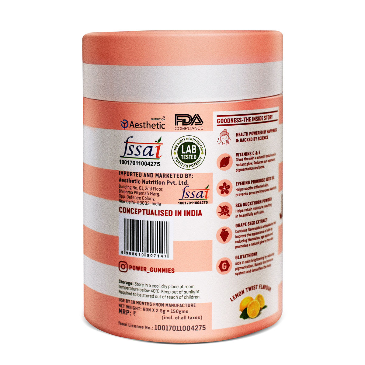 Power Gummies Jaw Dropping Skincare Gummies with Vitamin C Lemon Twist