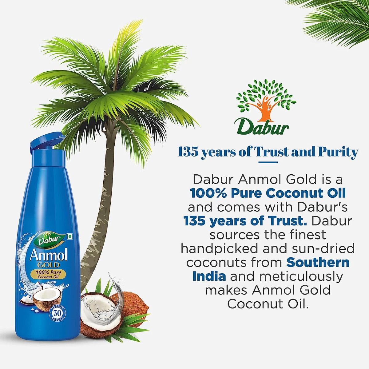 Dabur Anmol Gold 100 Pure Coconut Oil, 600 ml Price, Uses, Side
