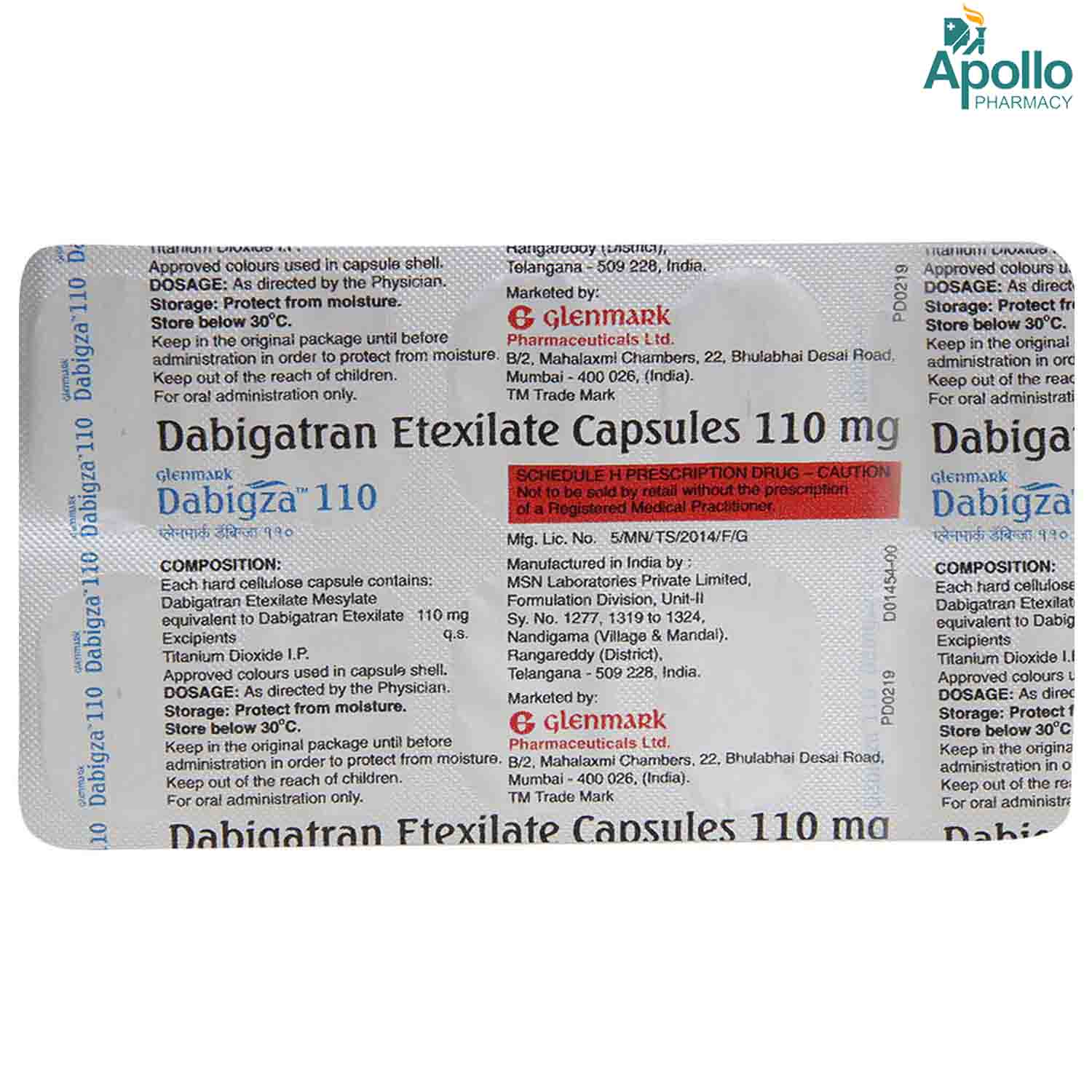 Dabigza 110 Capsule 10's, Pack of 10 CAPSULES Dabigza 110 Capsule 10's, Pack of 10 CAPSULES