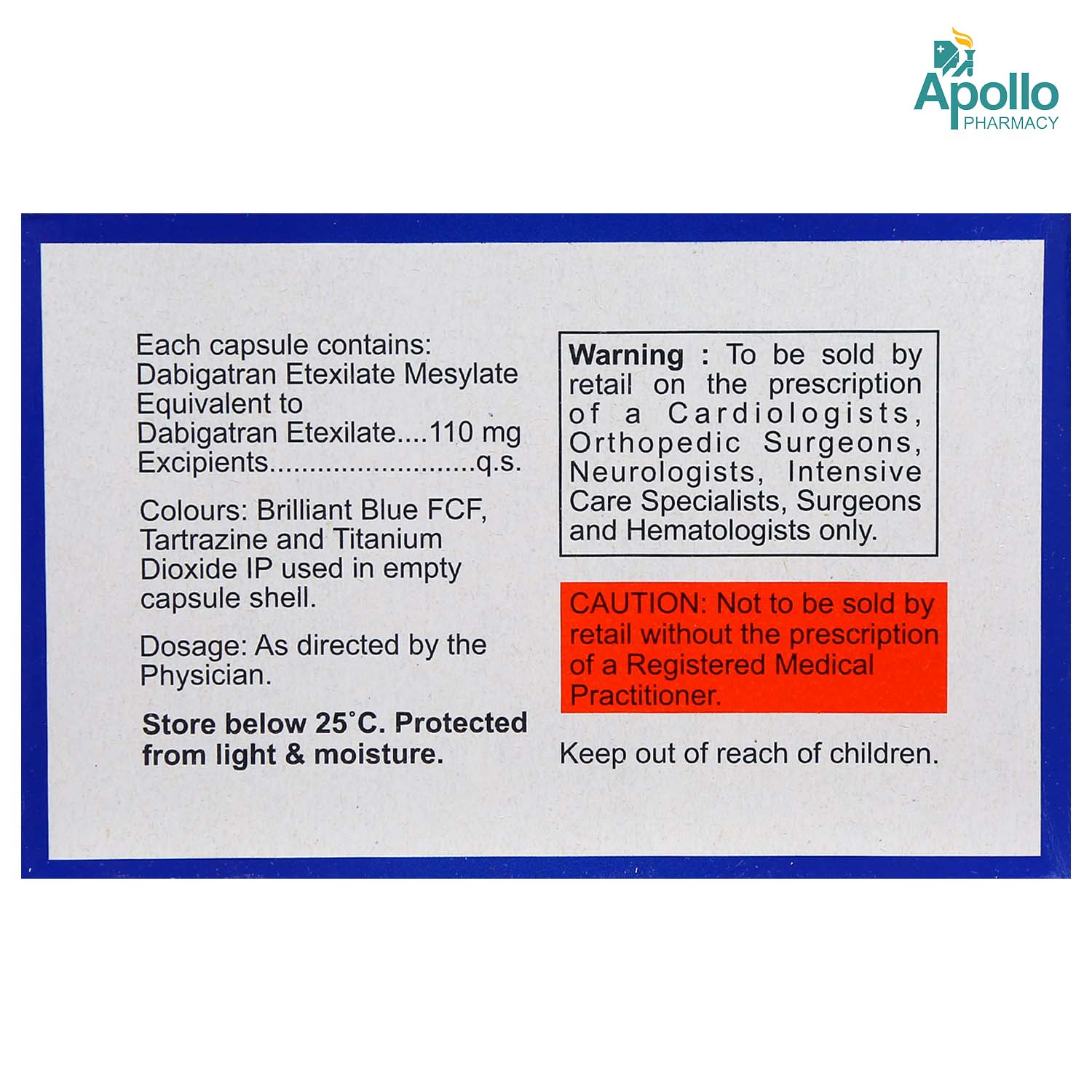 Dabiclot 110 Capsule 10's, Pack of 10 CAPSULES Dabiclot 110 Capsule 10's, Pack of 10 CAPSULES