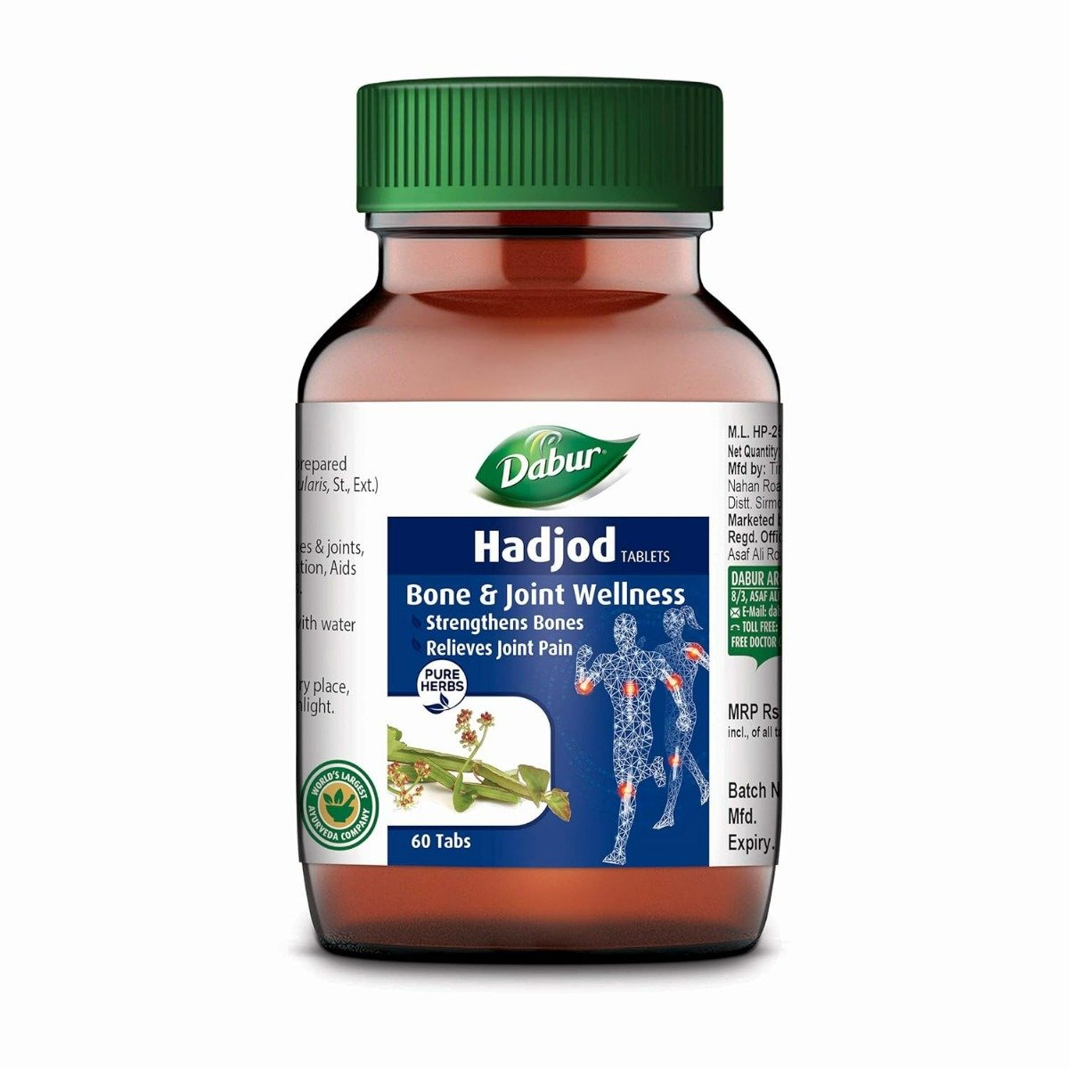 Dabur Hadjod for Bone & Joint Wellness, 60 Tablets, Pack of 1 Dabur Hadjod for Bone & Joint Wellness, 60 Tablets, Pack of 1