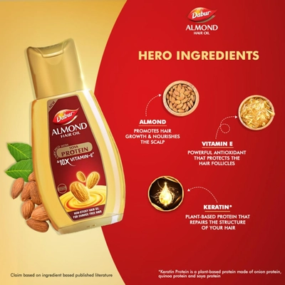 Dabur Almond Hair Oil, 290 ml, Pack of 1