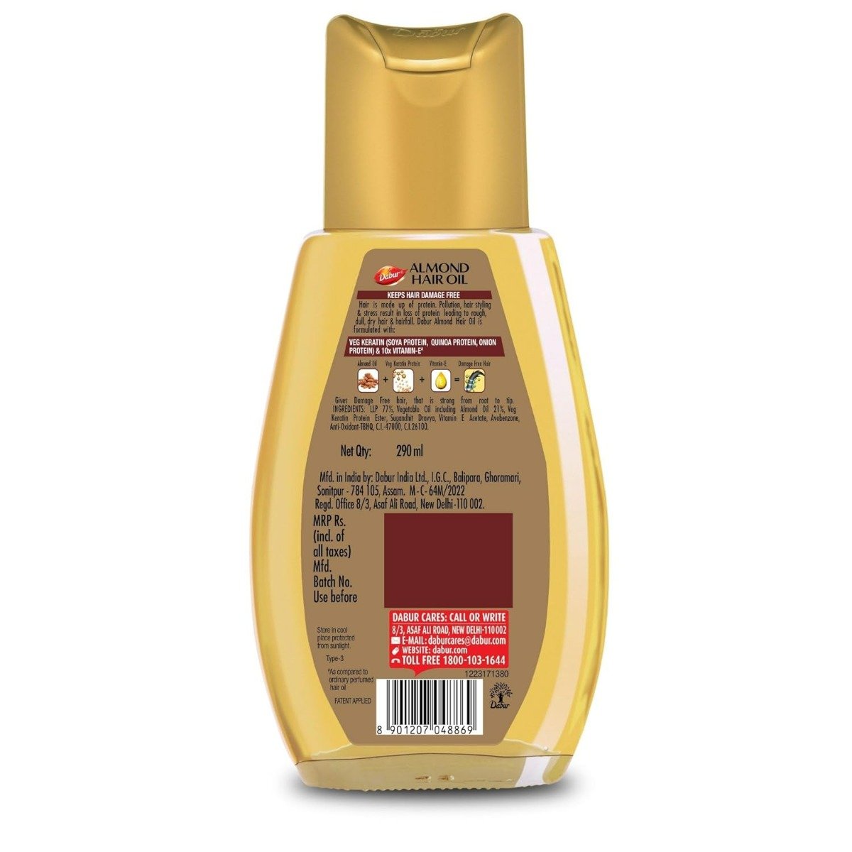 Dabur Almond Hair Oil, 290 ml, Pack of 1 Dabur Almond Hair Oil, 290 ml, Pack of 1