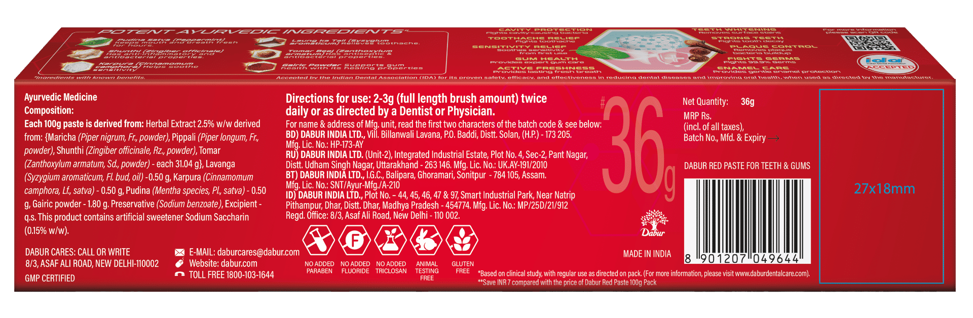 Dabur Red Toothpaste, 36 gm, Pack of 1 Dabur Red Toothpaste, 36 gm, Pack of 1