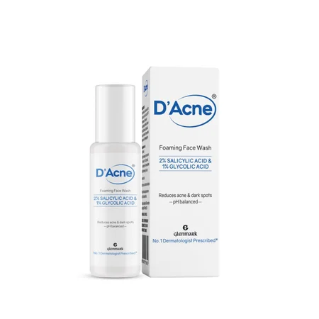 D'Acne Foaming Face Wash with 2% Salicylic Acid & 1% Glycolic Acid, 60 ml