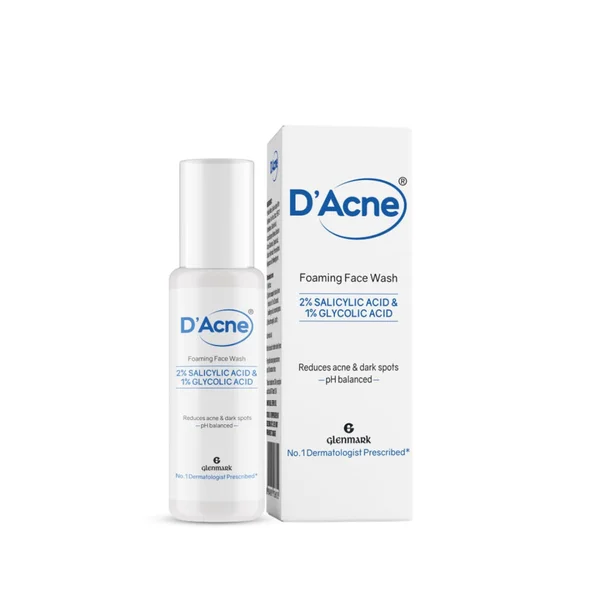 D'Acne Foaming Face Wash with 2% Salicylic Acid &amp; 1% Glycolic Acid, 60 ml, Pack of 1