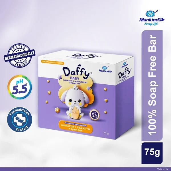 Daffy Bathing Bar 75 gm | With Goodness Of Aloe Vera &amp; Shea Butter | Moisturises Skin | Keep Skin Soft, Supple &amp; Healthy, Pack of 1