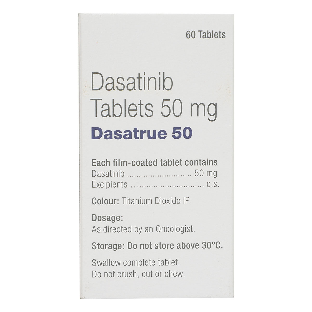 Dasatrue 50mg Tablet 60's, Pack of 1 TABLET Dasatrue 50mg Tablet 60's, Pack of 1 TABLET