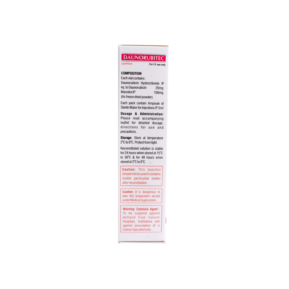 Daunorubitec 20Mg Inj, Pack of 1 Injection Daunorubitec 20Mg Inj, Pack of 1 Injection
