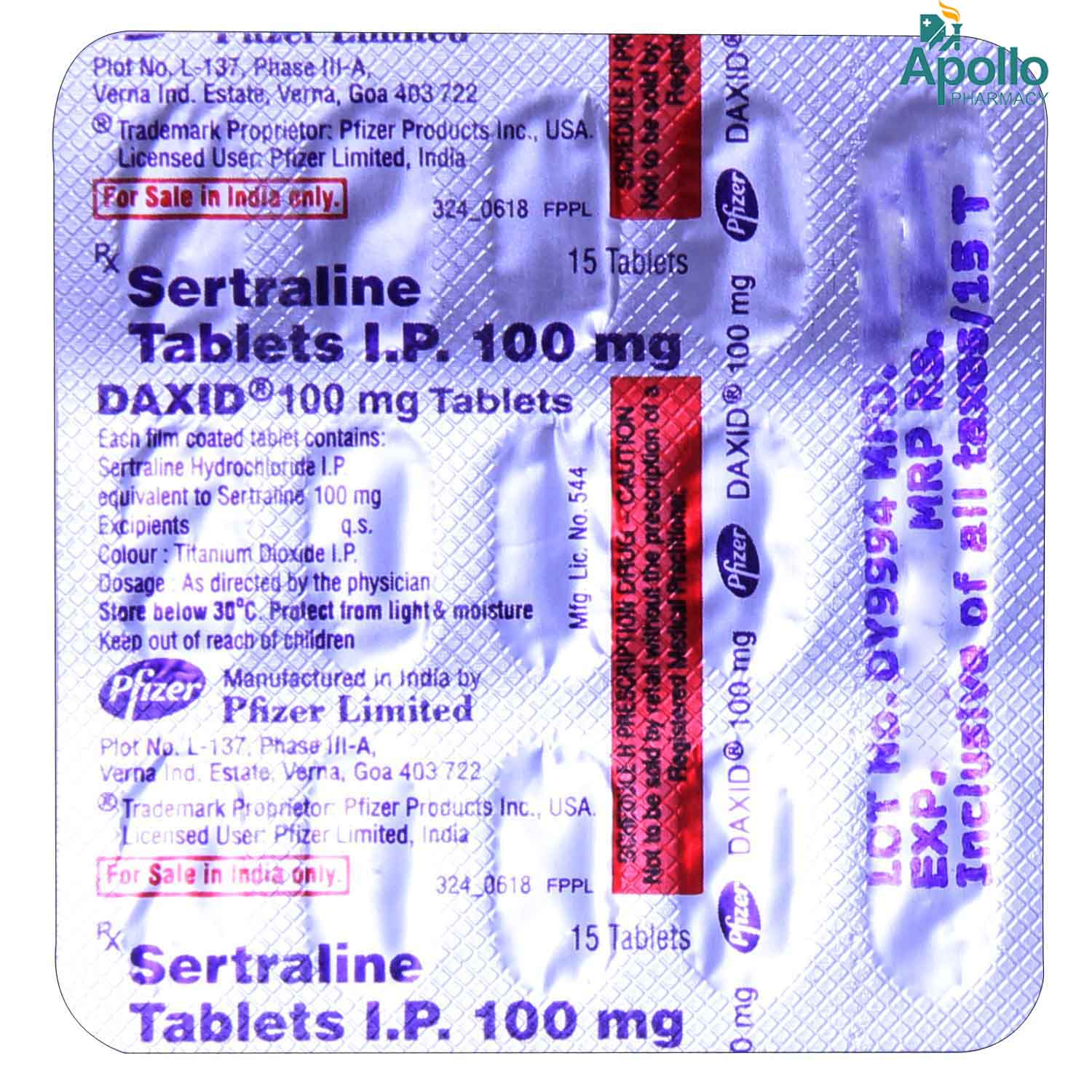 Daxid 100 Tablet 15's, Pack of 15 TABLETS Daxid 100 Tablet 15's, Pack of 15 TABLETS