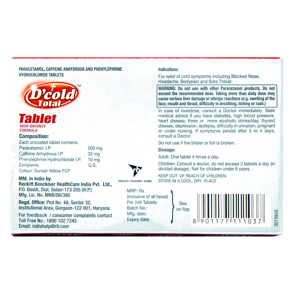 D Cold Total, 6 Tablets, Pack of 6 D Cold Total, 6 Tablets, Pack of 6