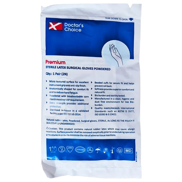 Doctor's Choice Premium Sterile Latex Surgical Gloves Powdered 8.0