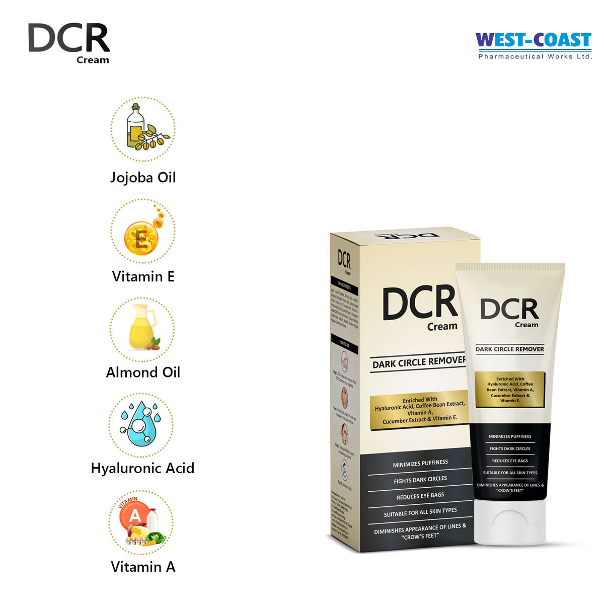Westcoast DCR Dark Circle Remover Cream, 50 ml, Pack of 1 Westcoast DCR Dark Circle Remover Cream, 50 ml, Pack of 1
