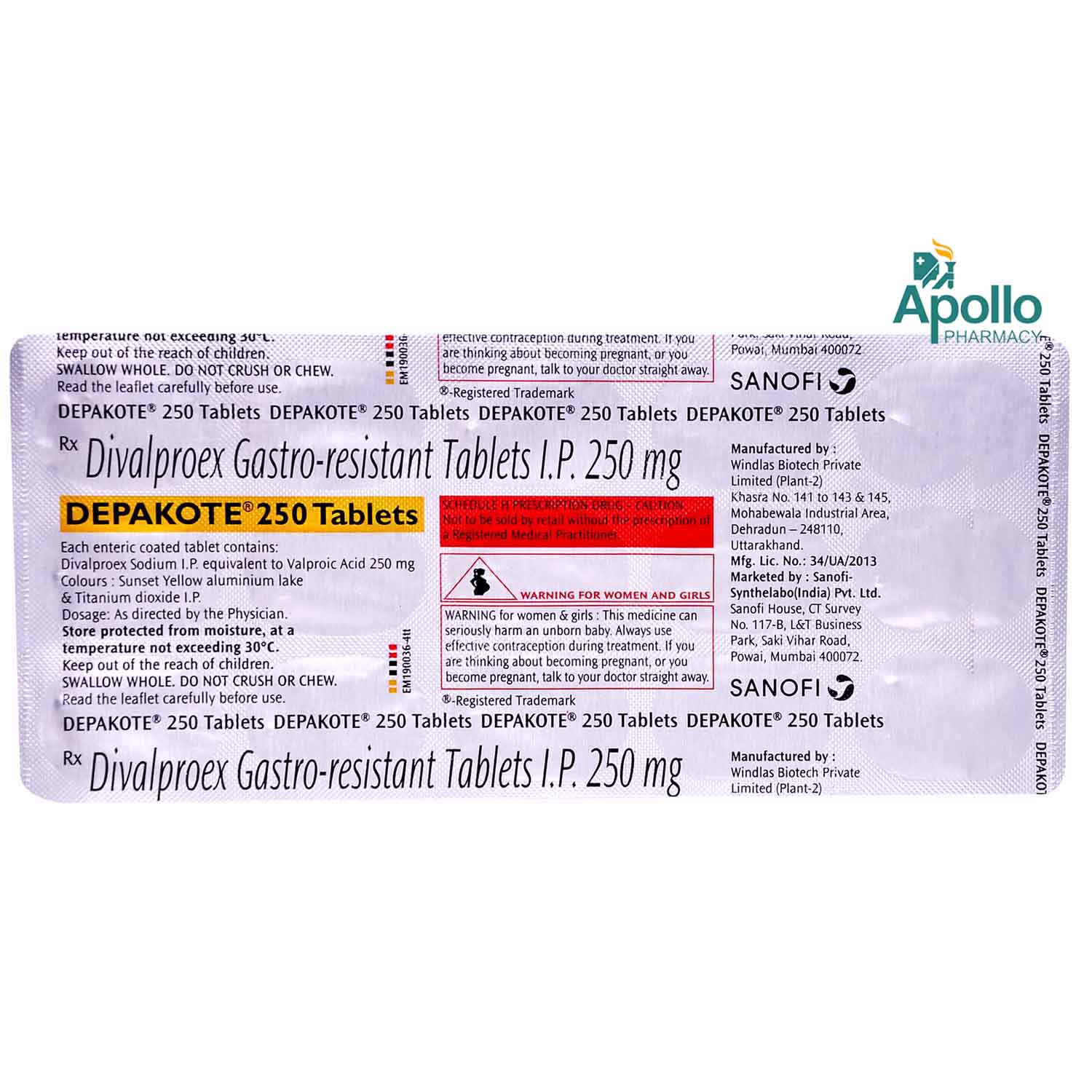 Depakote 250 Tablet 15's, Pack of 15 TABLETS Depakote 250 Tablet 15's, Pack of 15 TABLETS