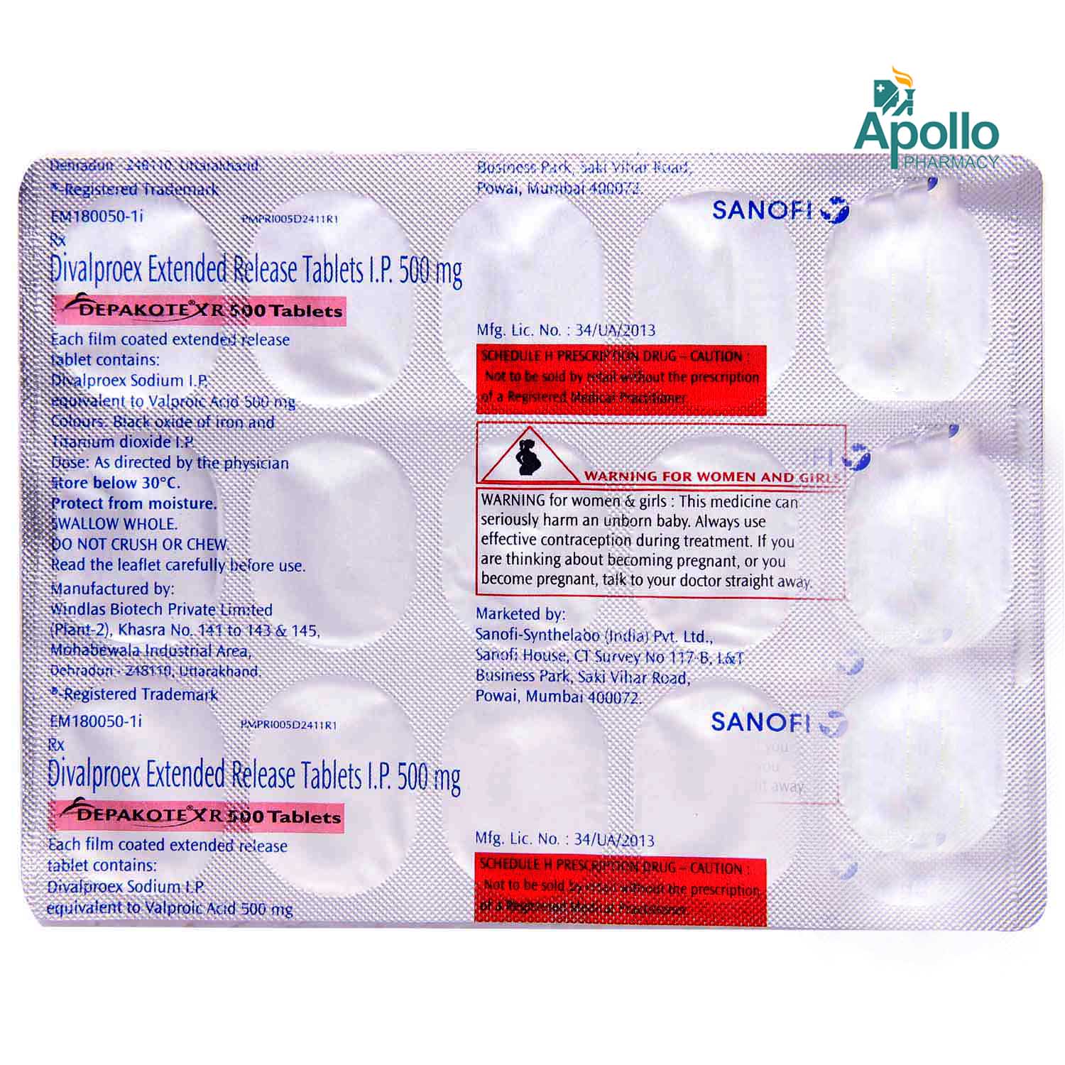 Depakote XR 500 Tablet 15's Price, Uses, Side Effects, Composition