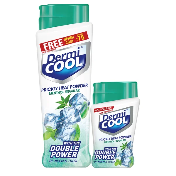 Dermi Cool Regular Prickly Heat Powder 150 gm | With Cooling Effect | Relieves Skin Itching, Prickly Heat, Dhobi Itch &amp; Athlete's foot, Pack of 1