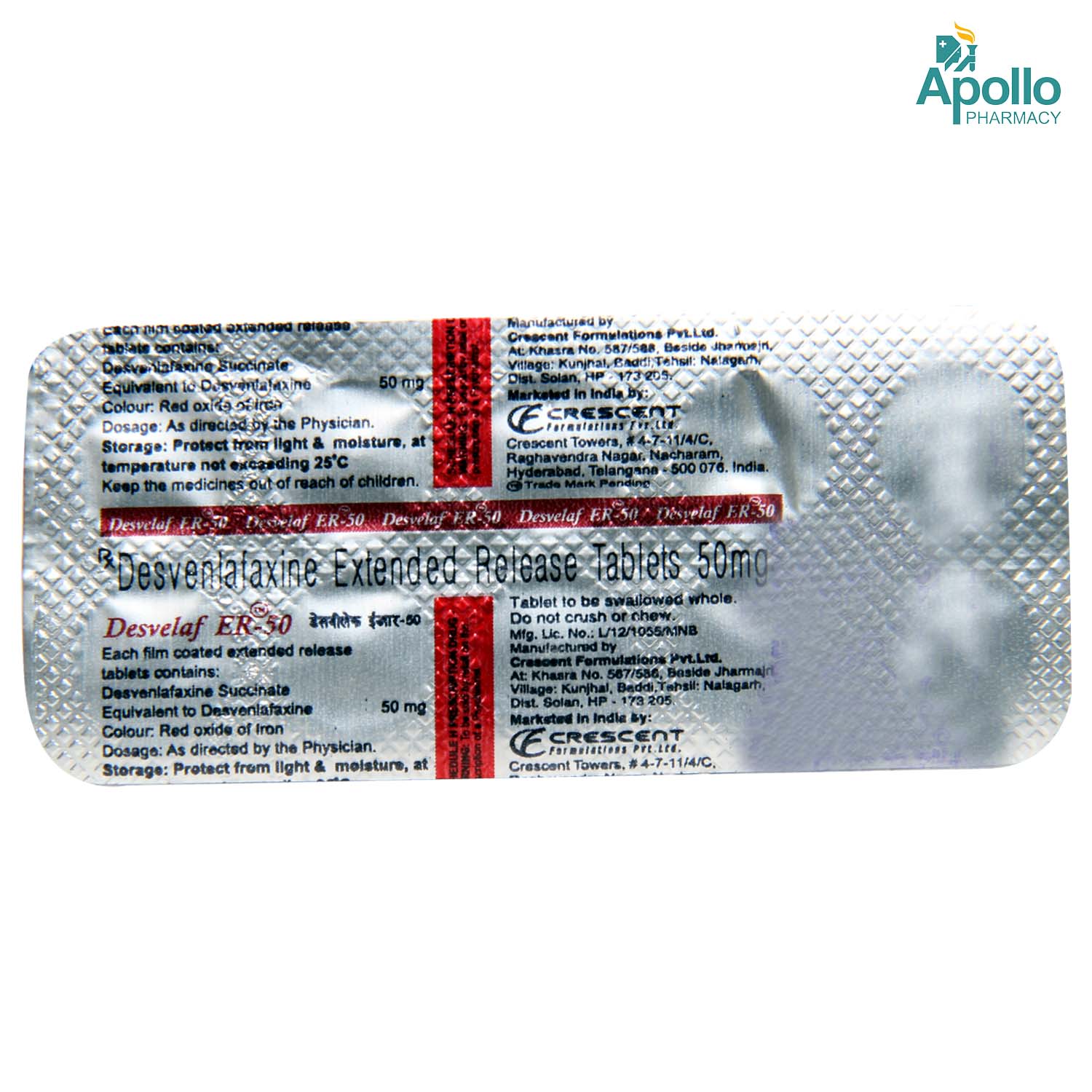 Desvelaf ER-50 Tablet 10's, Pack of 10 TABLETS Desvelaf ER-50 Tablet 10's, Pack of 10 TABLETS