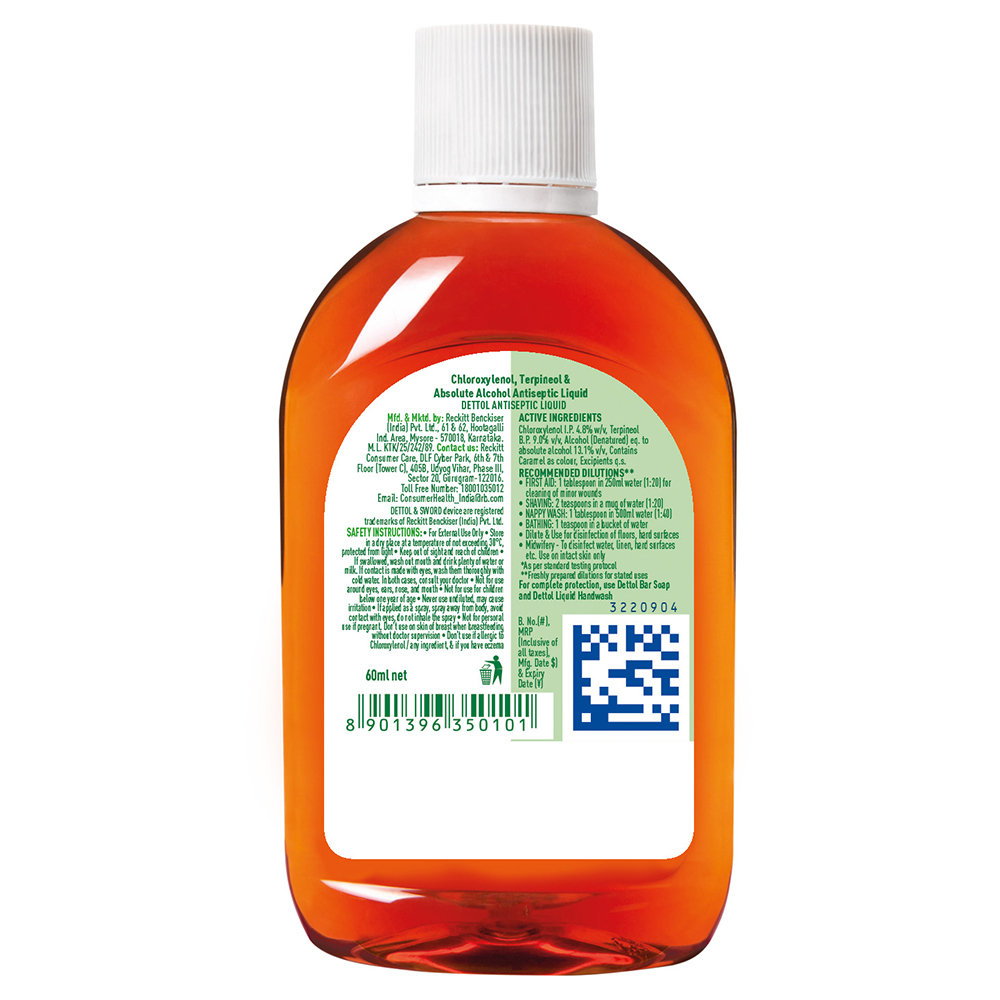 Dettol Antiseptic Liquid, 60 ml, Pack of 1 Dettol Antiseptic Liquid, 60 ml, Pack of 1