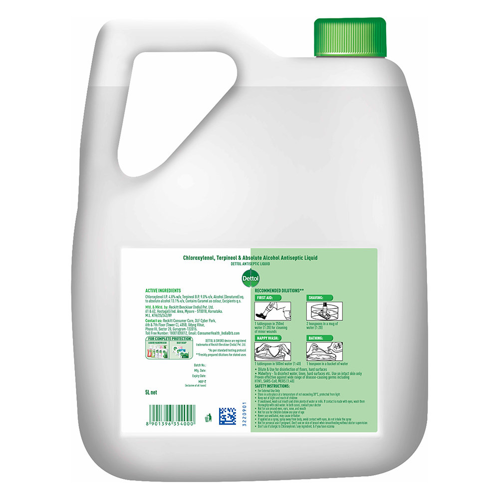 Dettol Antiseptic Liquid 5 Litre, Pack of 1 Dettol Antiseptic Liquid 5 Litre, Pack of 1