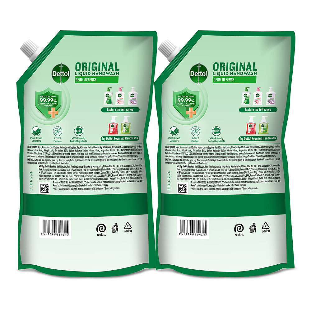 Dettol Original Liquid Handwash, 675 ml (Buy 1 Get 1 Free) Refill Pack, Pack of 1 Dettol Original Liquid Handwash, 675 ml (Buy 1 Get 1 Free) Refill Pack, Pack of 1