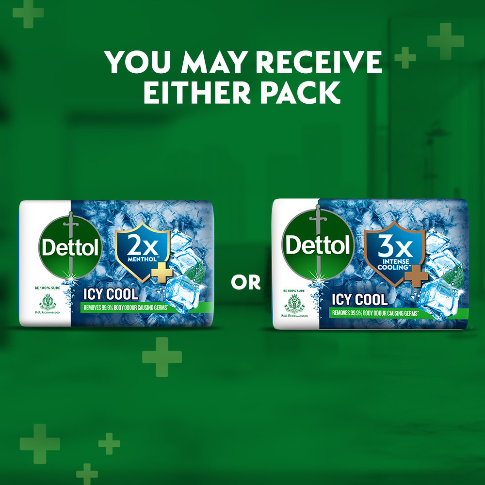 Dettol Icy Cool 3X Menthol Soap, 4x100 gm, Pack of 1 Dettol Icy Cool 3X Menthol Soap, 4x100 gm, Pack of 1