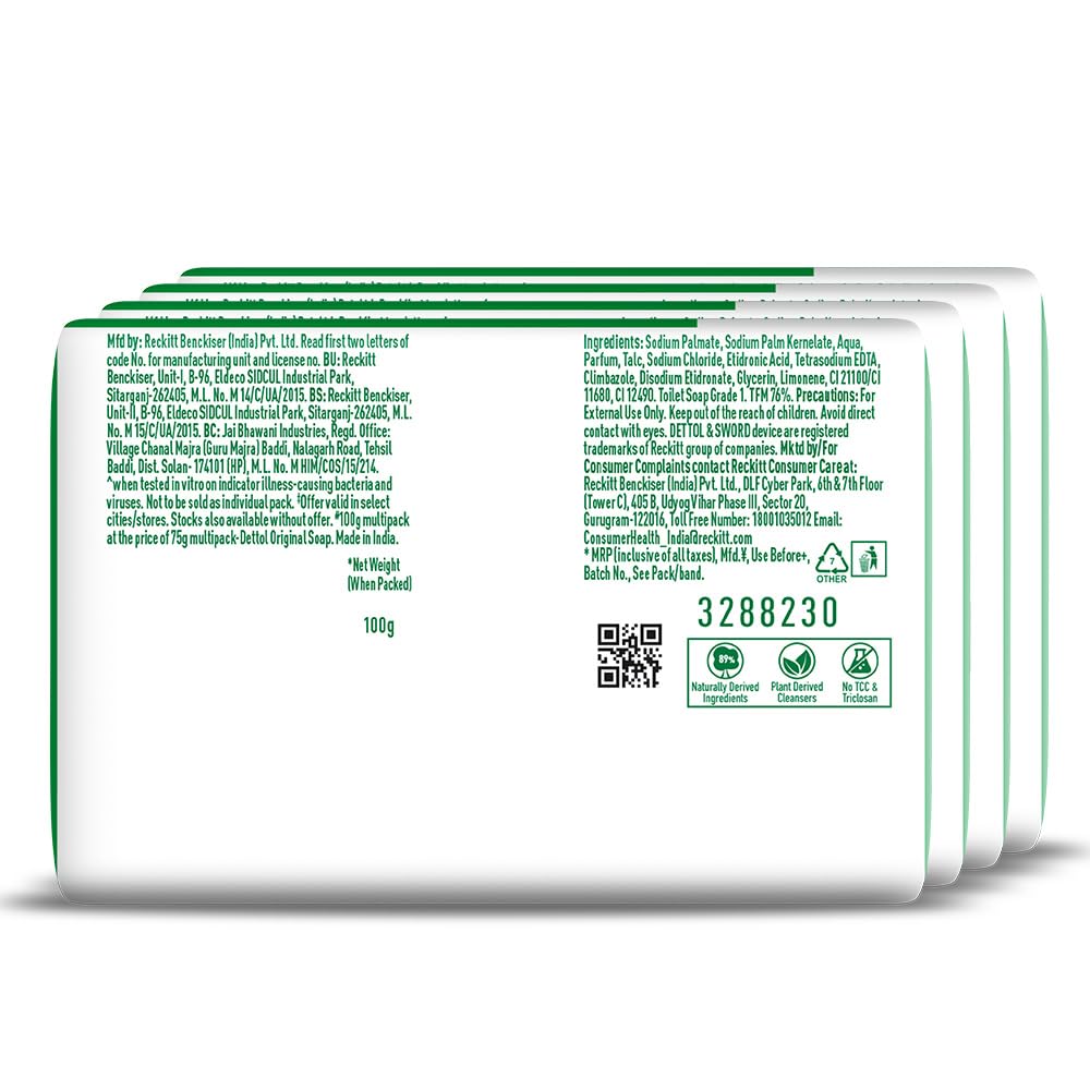 Dettol Original Soap, 4x100 gm, Pack of 1 Dettol Original Soap, 4x100 gm, Pack of 1