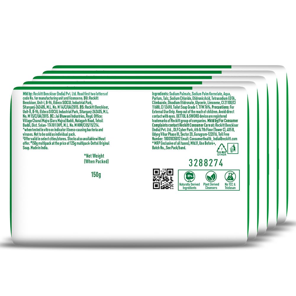 Dettol Original Soap, 5x150 gm, Pack of 1 Dettol Original Soap, 5x150 gm, Pack of 1