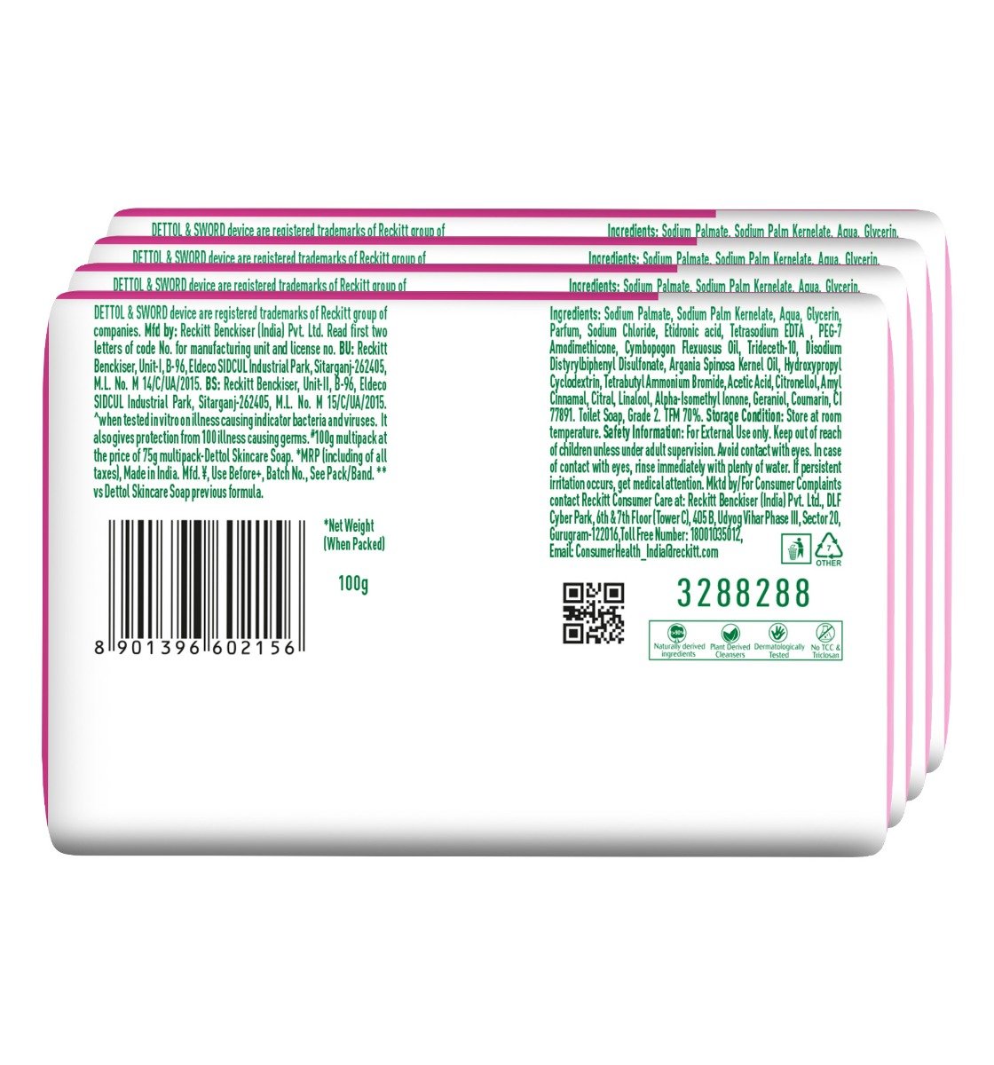 Dettol Skin Care Moisturizing Beauty Bathing Soap, 4x100 gm, Pack of 1 Dettol Skin Care Moisturizing Beauty Bathing Soap, 4x100 gm, Pack of 1