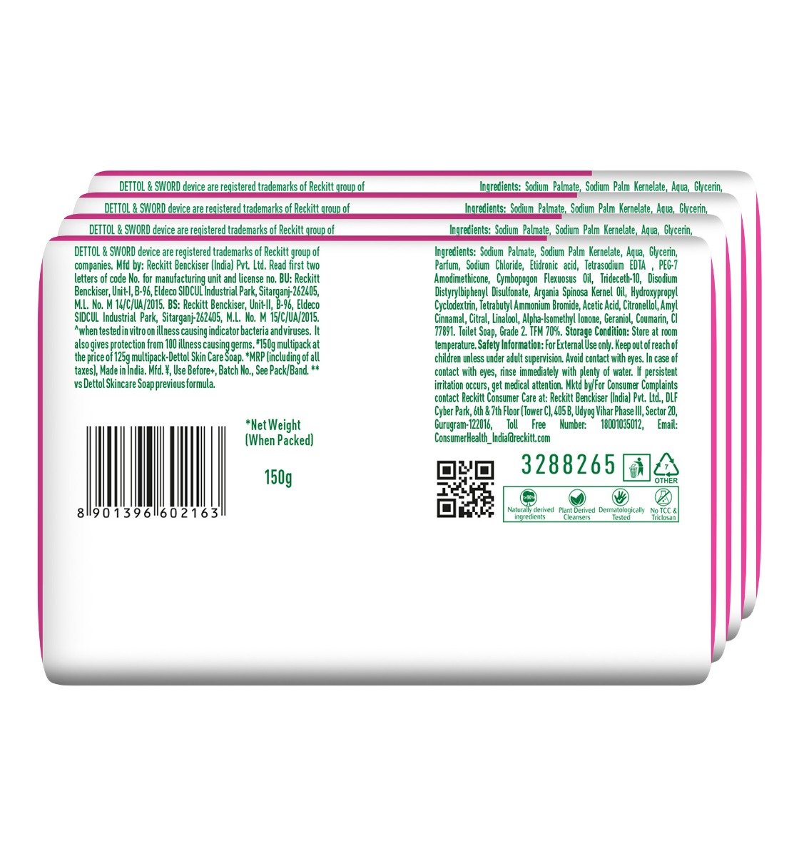 Dettol Skin Care Moisturizing Beauty Bathing Soap, 4x150 gm, Pack of 1 Dettol Skin Care Moisturizing Beauty Bathing Soap, 4x150 gm, Pack of 1