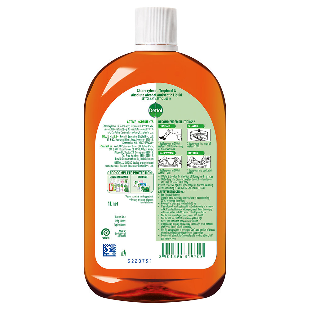 Dettol Antiseptic Liquid, 1 Litre, Pack of 1 Dettol Antiseptic Liquid, 1 Litre, Pack of 1