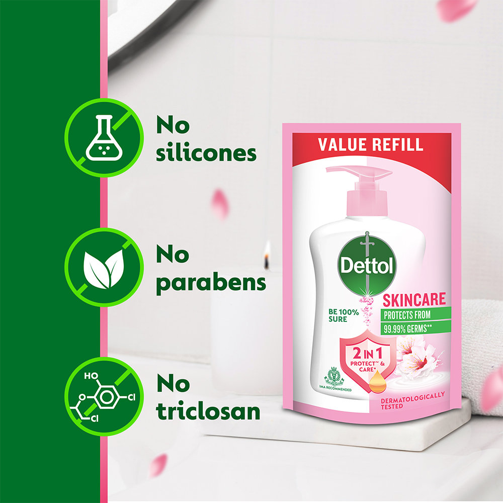 Dettol Skincare Liquid Handwash, 525 ml Refill Pack (3x175 ml), Pack of 1 Dettol Skincare Liquid Handwash, 525 ml Refill Pack (3x175 ml), Pack of 1
