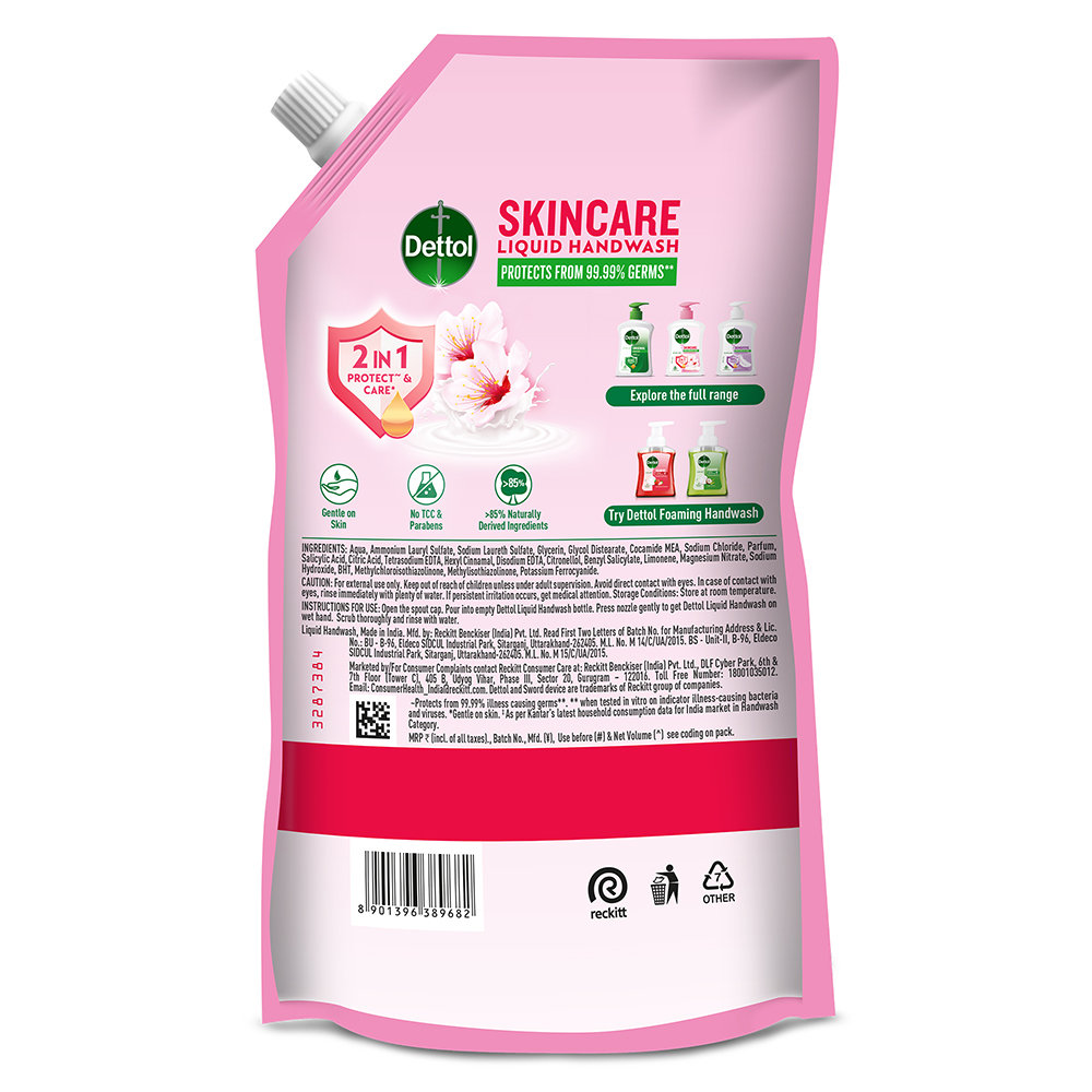 Dettol Skincare Liquid Handwash Pouch 750 ml, Pack of 1 Dettol Skincare Liquid Handwash Pouch 750 ml, Pack of 1