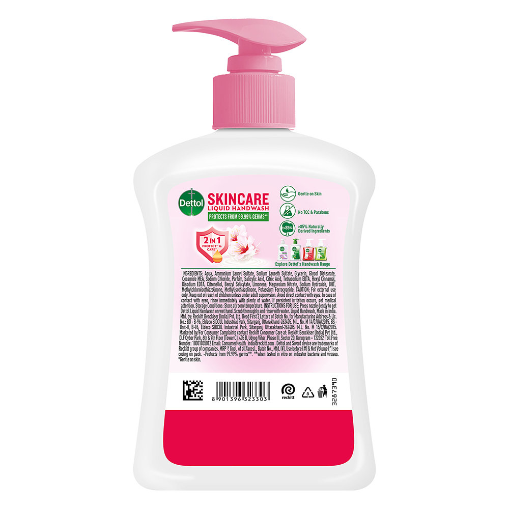 Dettol Skin Care Liquid Hand Wash 250 ml | pH Balancced | 10X Better Germ Protection | Everyday Protection | IMA Recommended, Pack of 1 Dettol Skin Care Liquid Hand Wash 250 ml | pH Balancced | 10X Better Germ Protection | Everyday Protection | IMA Recommended, Pack of 1