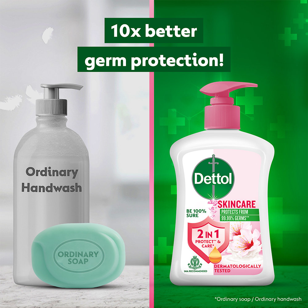 Dettol Skin Care Liquid Hand Wash 250 ml | pH Balancced | 10X Better Germ Protection | Everyday Protection | IMA Recommended, Pack of 1 Dettol Skin Care Liquid Hand Wash 250 ml | pH Balancced | 10X Better Germ Protection | Everyday Protection | IMA Recommended, Pack of 1