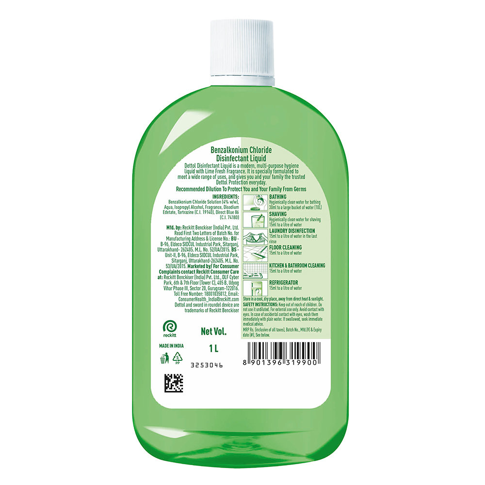 Dettol Lime Fresh Disinfectant Liquid, 1 Litre, Pack of 1 Dettol Lime Fresh Disinfectant Liquid, 1 Litre, Pack of 1