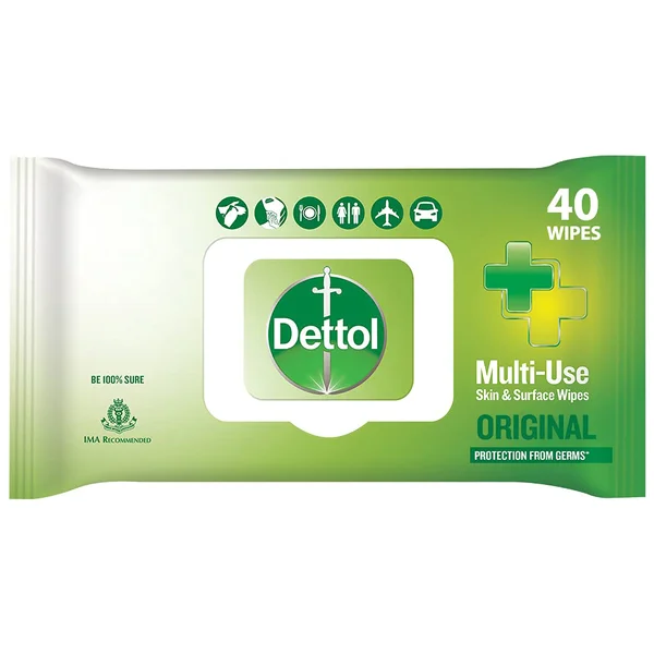 Dettol Original Disinfectant Multi-Use Skin & Surface Wipes, 40 pcs