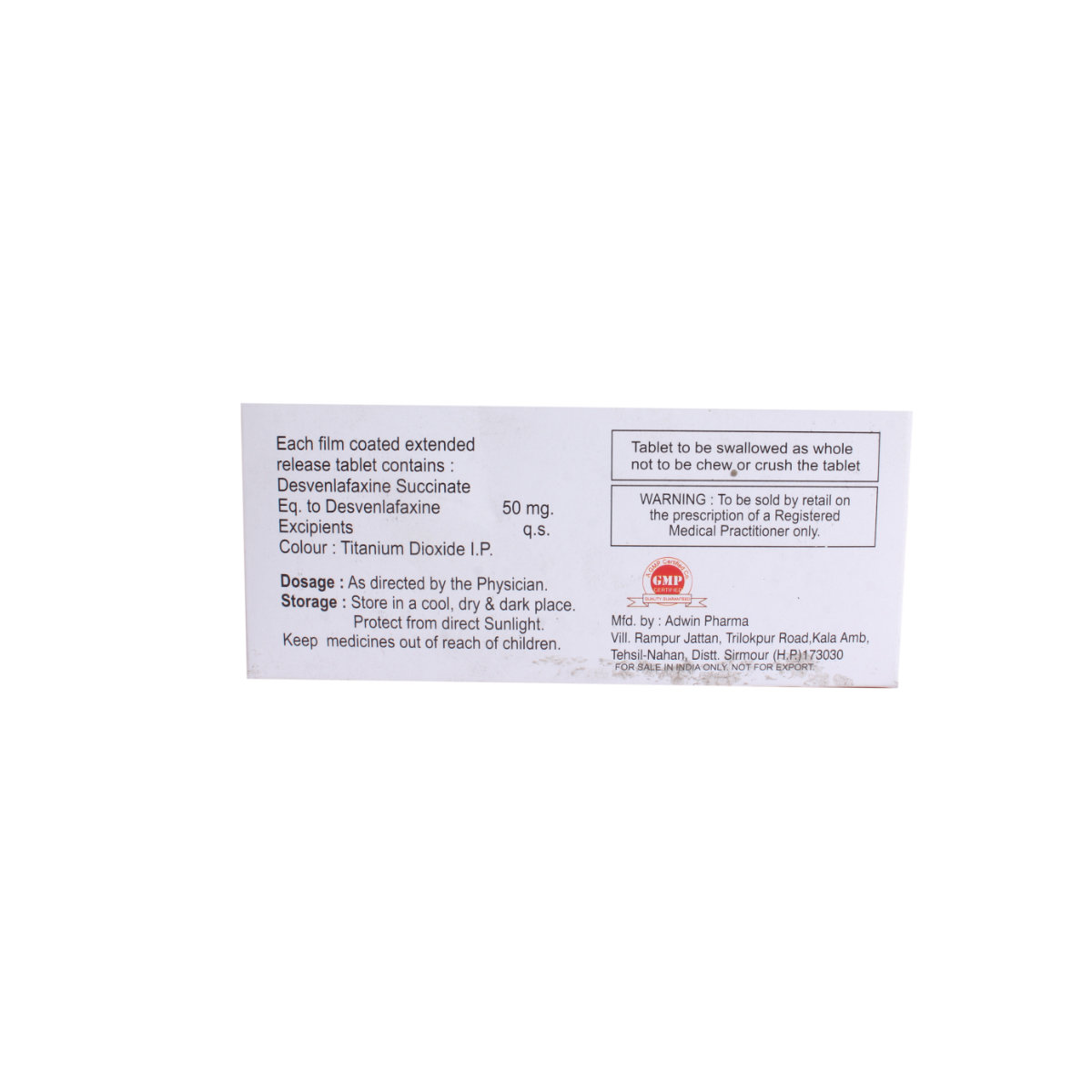 Devan ER 50 Tablet 10's, Pack of 10 TABLETS Devan ER 50 Tablet 10's, Pack of 10 TABLETS