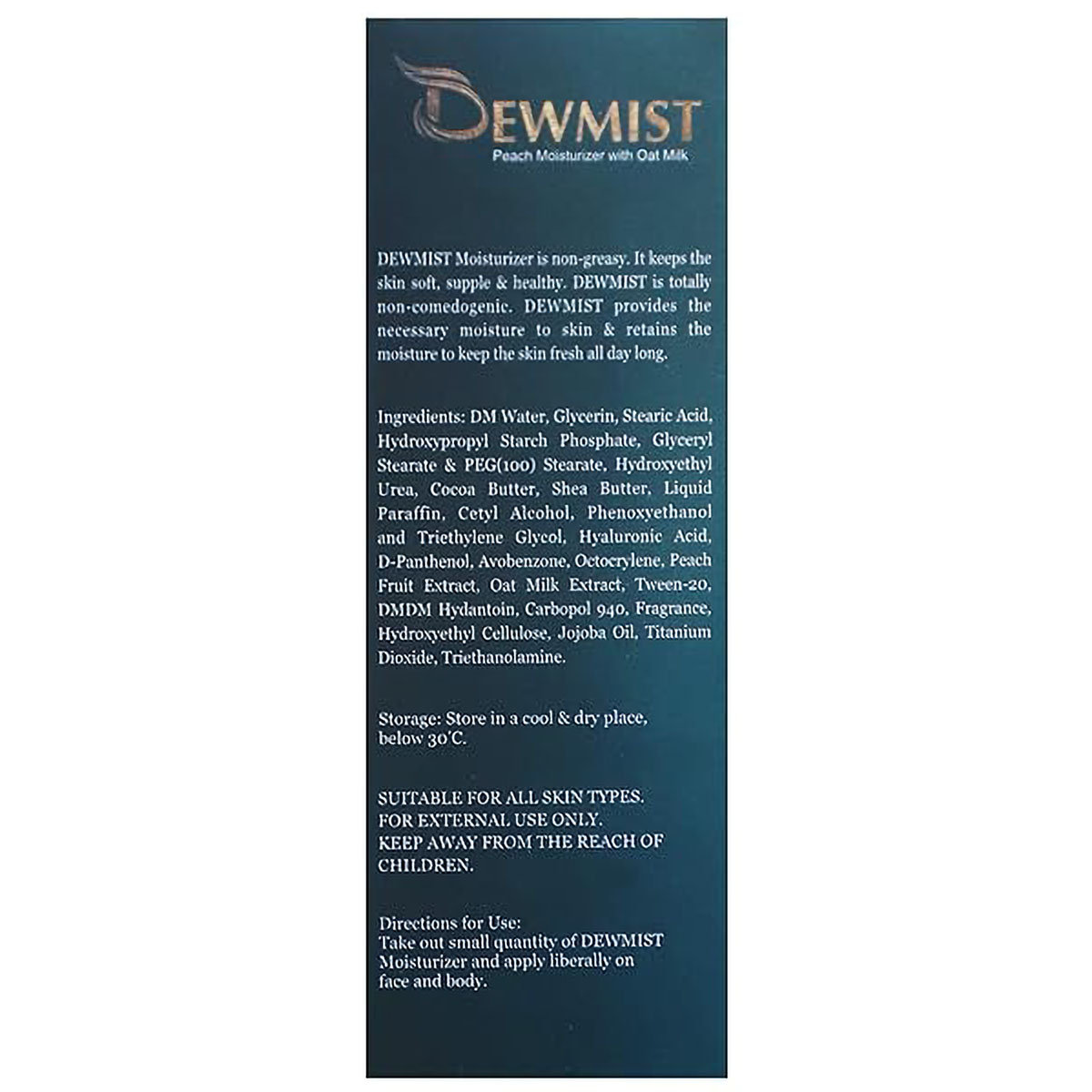 Dewmist Peach Moisturizer with Oat Milk, 100 ml, Pack of 1 Dewmist Peach Moisturizer with Oat Milk, 100 ml, Pack of 1