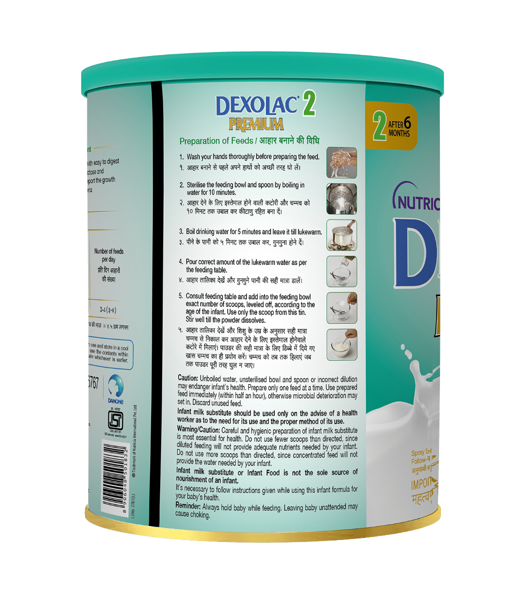 Dexolac Premium Infant Formula Stage 2 Powder for After 6 Months Kid, 400 gm, Pack of 1 
