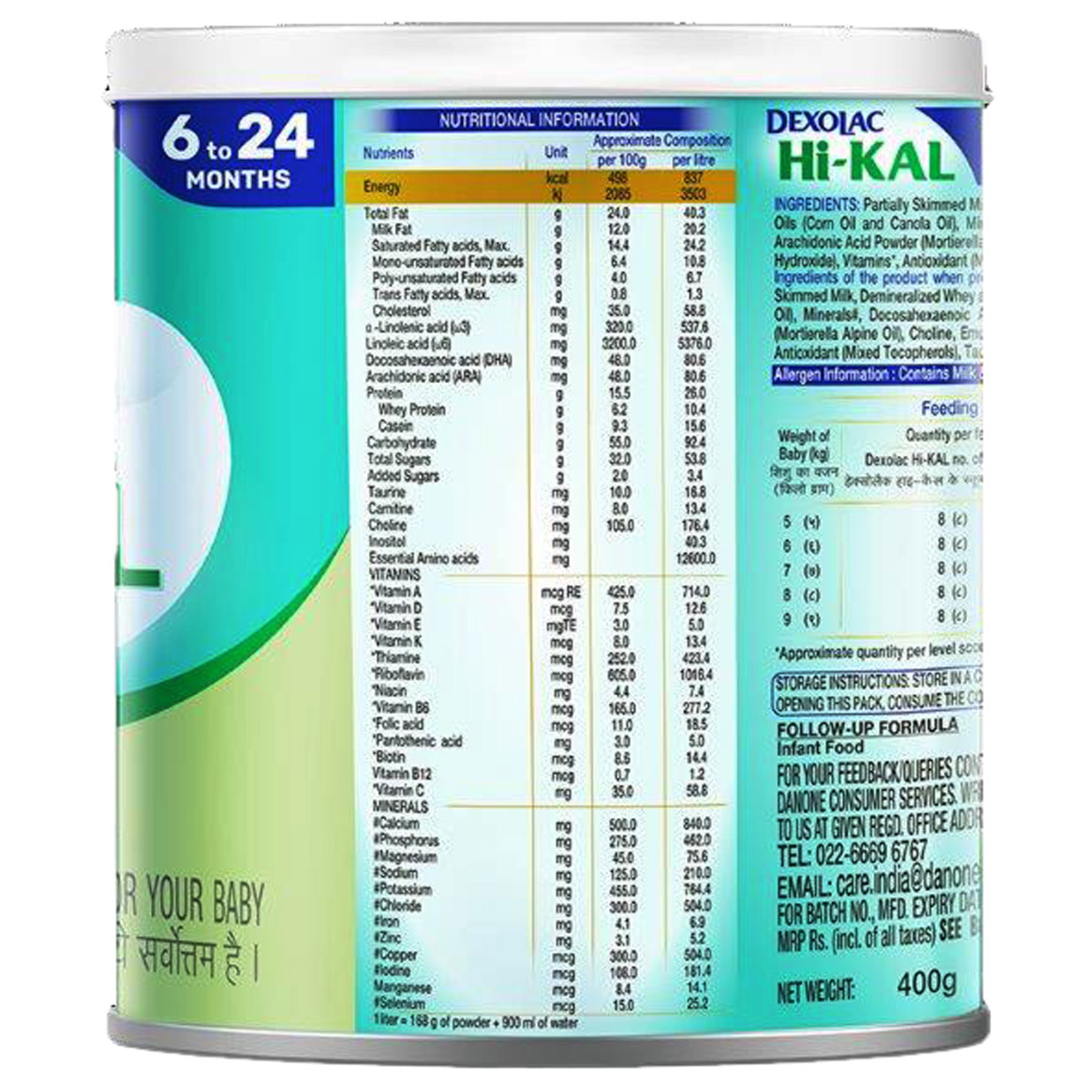 Dexolac HI-KAL Follow Up Formula Powder, 400 gm, Pack of 1 Dexolac HI-KAL Follow Up Formula Powder, 400 gm, Pack of 1