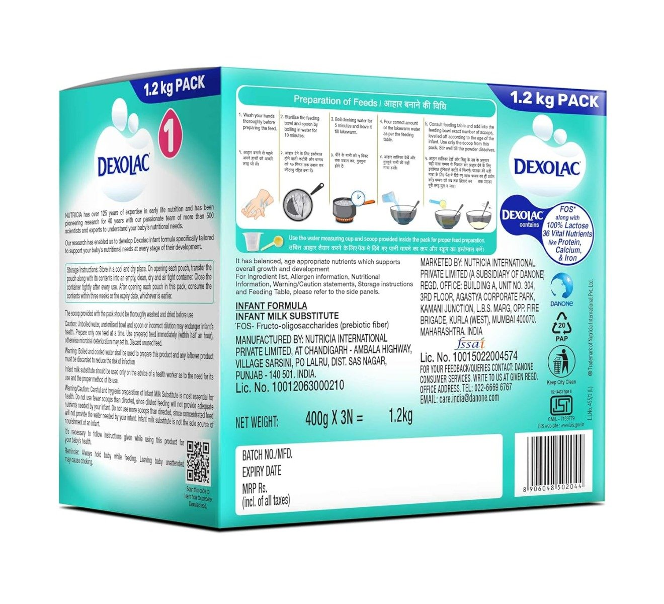 Dexolac Infant Formula Stage 1 Powder for Up to 6 Months, 1.2 kg, Pack of 1 Dexolac Infant Formula Stage 1 Powder for Up to 6 Months, 1.2 kg, Pack of 1