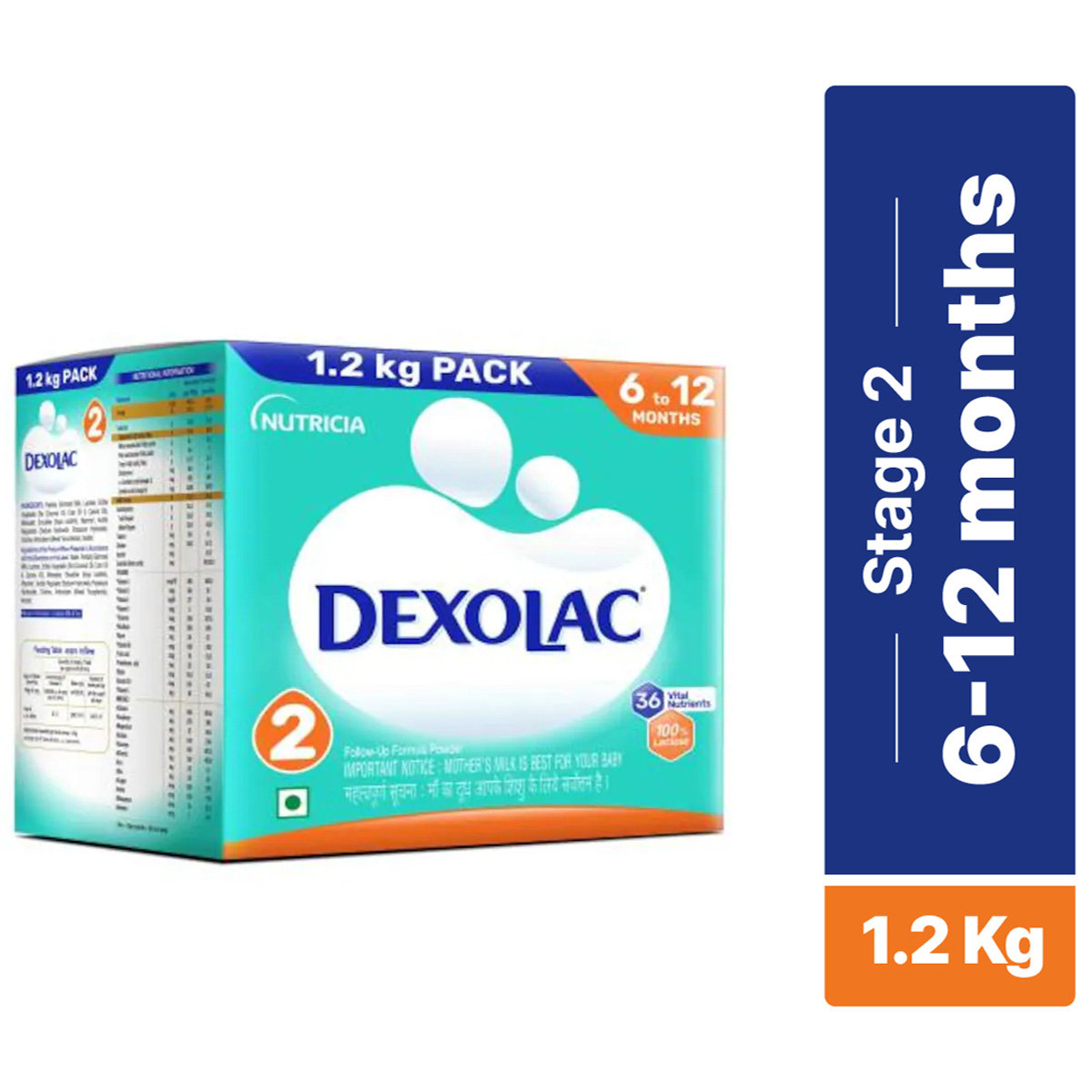 Dexolac Follow-Up Formula Stage 2 Powder (6-12 Months), 1.2 kg, Pack of 1 Dexolac Follow-Up Formula Stage 2 Powder (6-12 Months), 1.2 kg, Pack of 1
