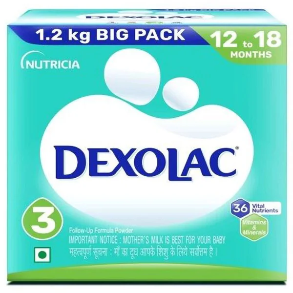 Dexolac Follow-Up Formula Stage 3 Powder, 1.2 kg (3x400 gm), Pack of 1