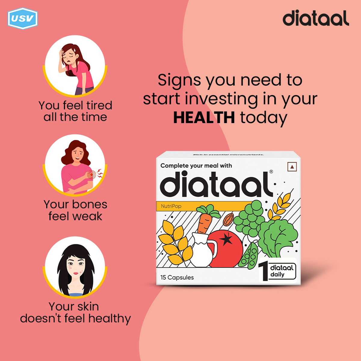 Diataal Multivitamin For Men & Women 15 Capsules |B-complex, Biotin, Zinc, Copper | Immunity, Energy, Skin, Hair | Health Supplement for Men & Women, Pack of 15 Diataal Multivitamin For Men & Women 15 Capsules |B-complex, Biotin, Zinc, Copper | Immunity, Energy, Skin, Hair | Health Supplement for Men & Women, Pack of 15