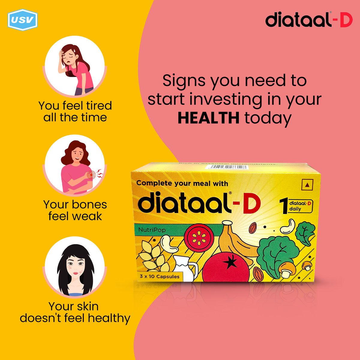 Diataal-D Multivitamin For Men & Women 30 Capsules | vit. D, ALA, B-complex | Sustained Energy | Heart Health | Healthy Blood Sugar Management, Pack of 30 Diataal-D Multivitamin For Men & Women 30 Capsules | vit. D, ALA, B-complex | Sustained Energy | Heart Health | Healthy Blood Sugar Management, Pack of 30